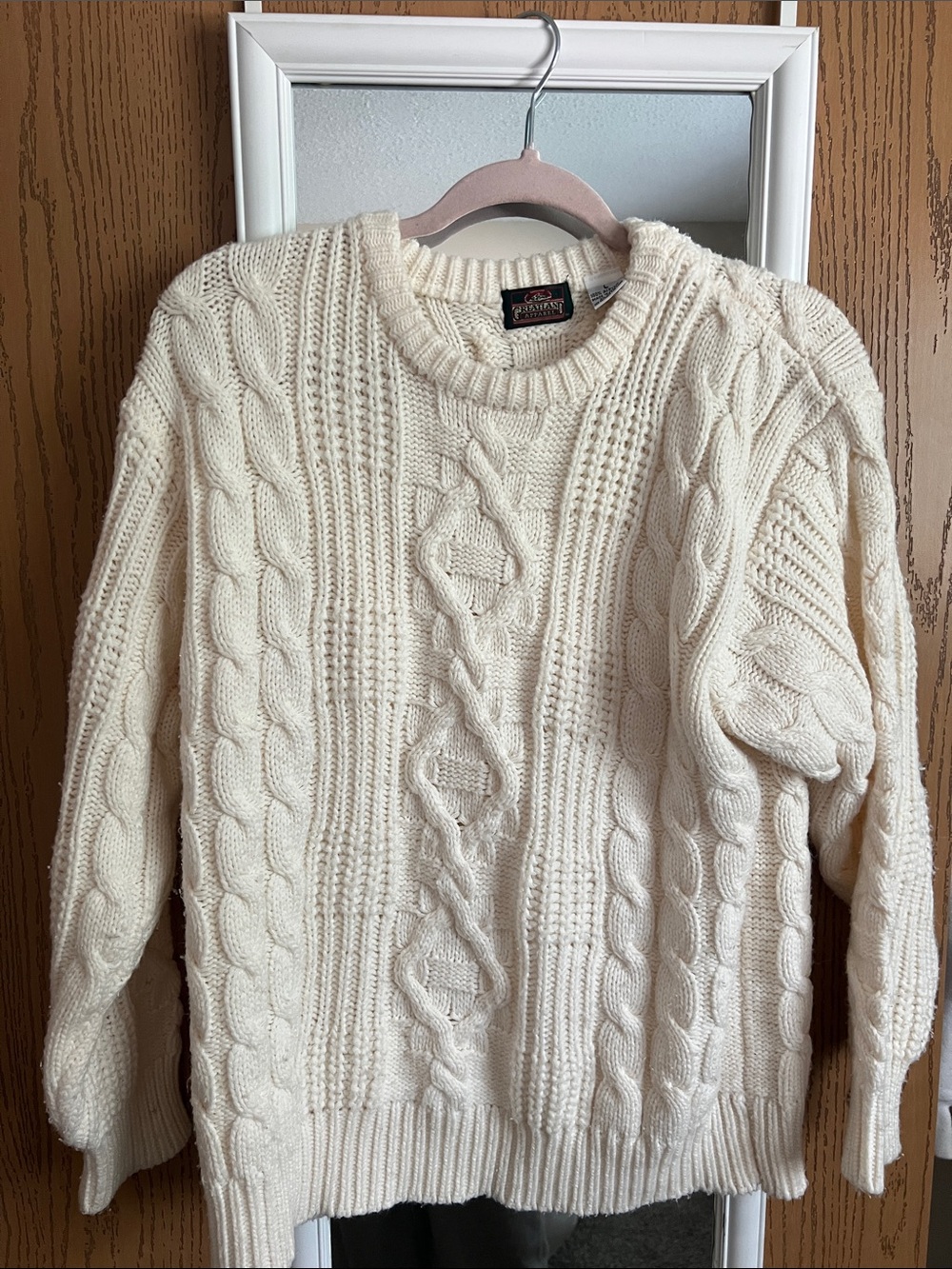 Classic Cable-Knit Crewneck Sweater in Cream by Pendleton